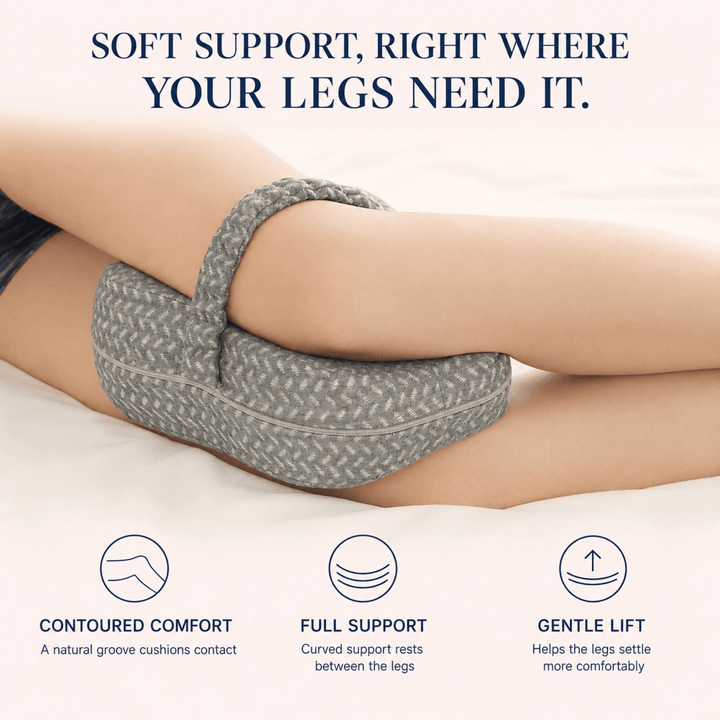 Butterfly Contour Memory Foam Knee Pillow with Elastic Strap | Strap-On Knee Support That Stays Put | Knee Pillows