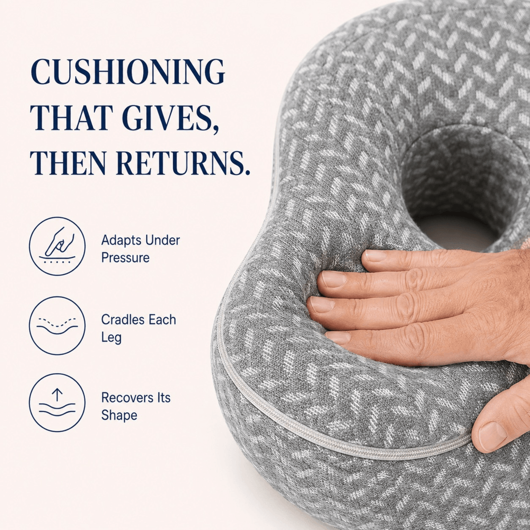 Butterfly Contour Memory Foam Knee Pillow with Elastic Strap | Strap-On Knee Support That Stays Put | Knee Pillows