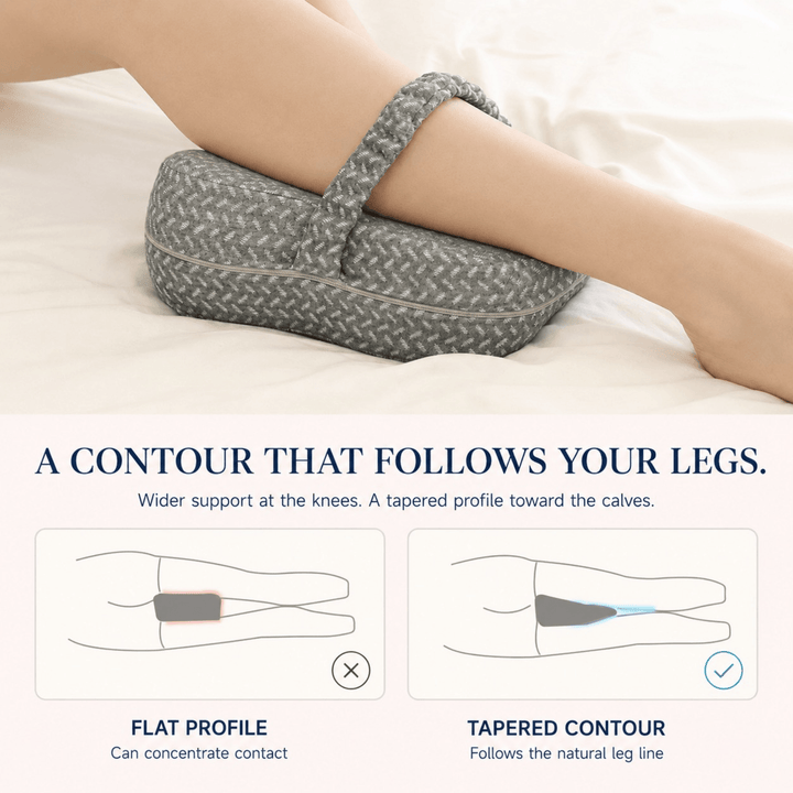 Butterfly Contour Memory Foam Knee Pillow with Elastic Strap | Strap-On Knee Support That Stays Put | Knee Pillows