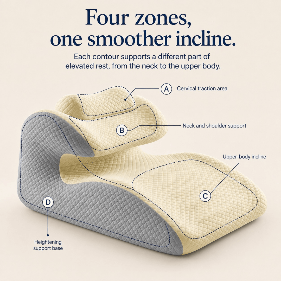 Contoured Wedge Pillow with Neck Support and Removable Zip Cover | Gradual Incline With a Neck Cradle | Wedge Pillows