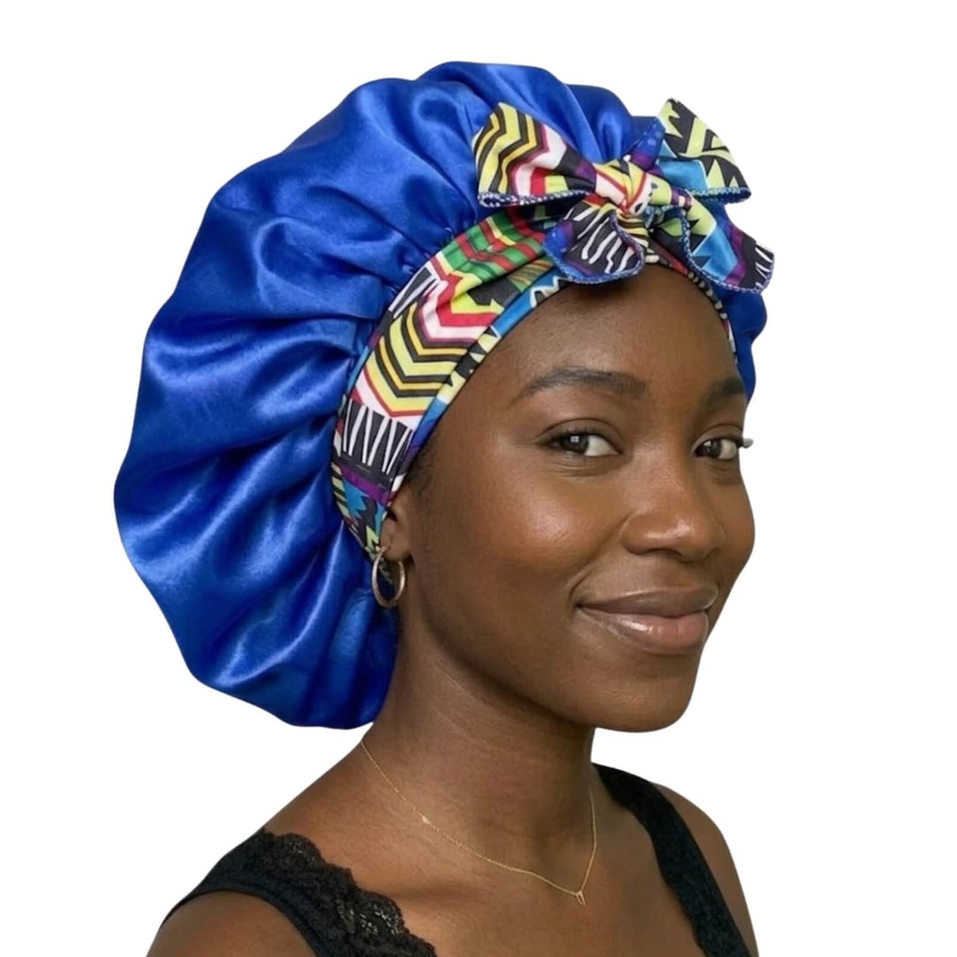 Satin Hair Bonnet for Sleeping with Wide Stretch Tie Band in Six Colours | Protect Curls, Braids and Styles Overnight | Hair Bonnets