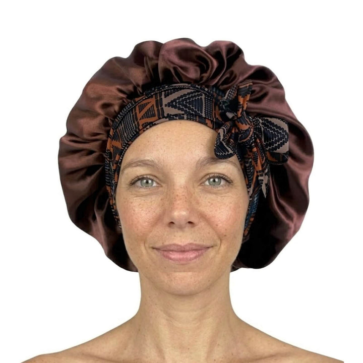 Satin Hair Bonnet for Sleeping with Wide Stretch Tie Band in Six Colours | Protect Curls, Braids and Styles Overnight | Hair Bonnets