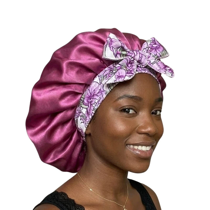 Satin Hair Bonnet for Sleeping with Wide Stretch Tie Band in Six Colours | Protect Curls, Braids and Styles Overnight | Hair Bonnets
