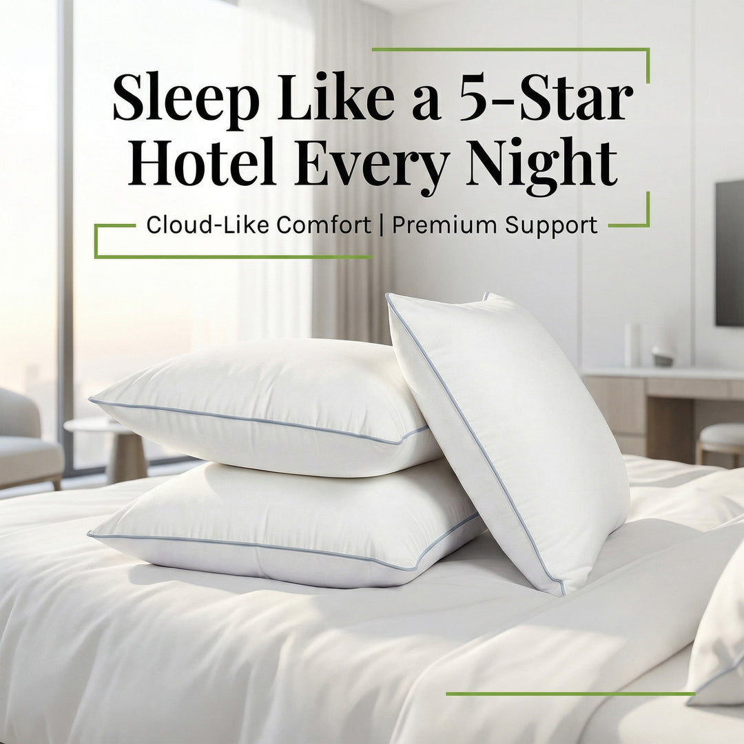 Luxury Hotel Pillow with Waterproof Stain-Resistant Cover | Hotel Feel with Spill Protection | Bed Pillows