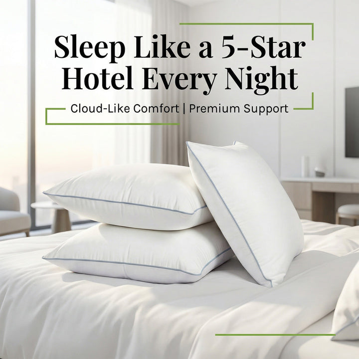 Luxury Hotel Pillow with Waterproof Stain-Resistant Cover | Hotel Feel with Spill Protection | Bed Pillows