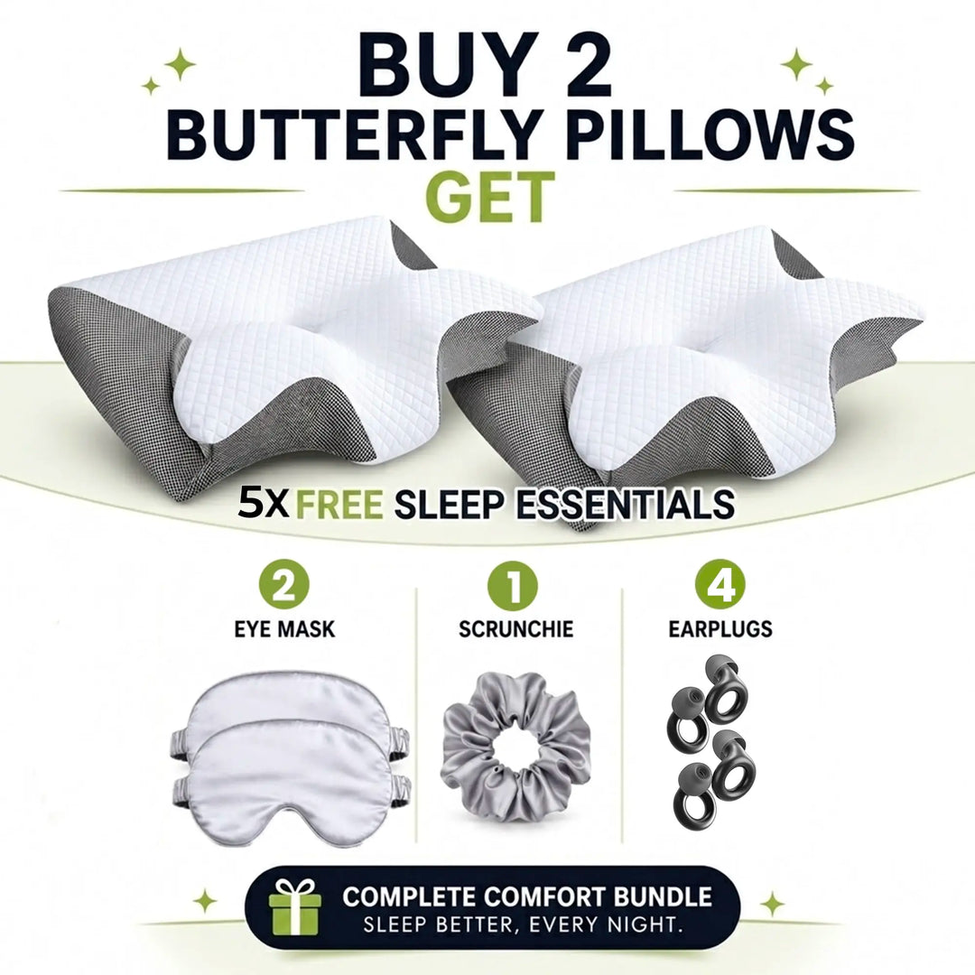 Butterfly Memory Foam Neck Pillow with Armrests for Side Sleepers | Neck Support With Butterfly Armrests | Bed Pillows