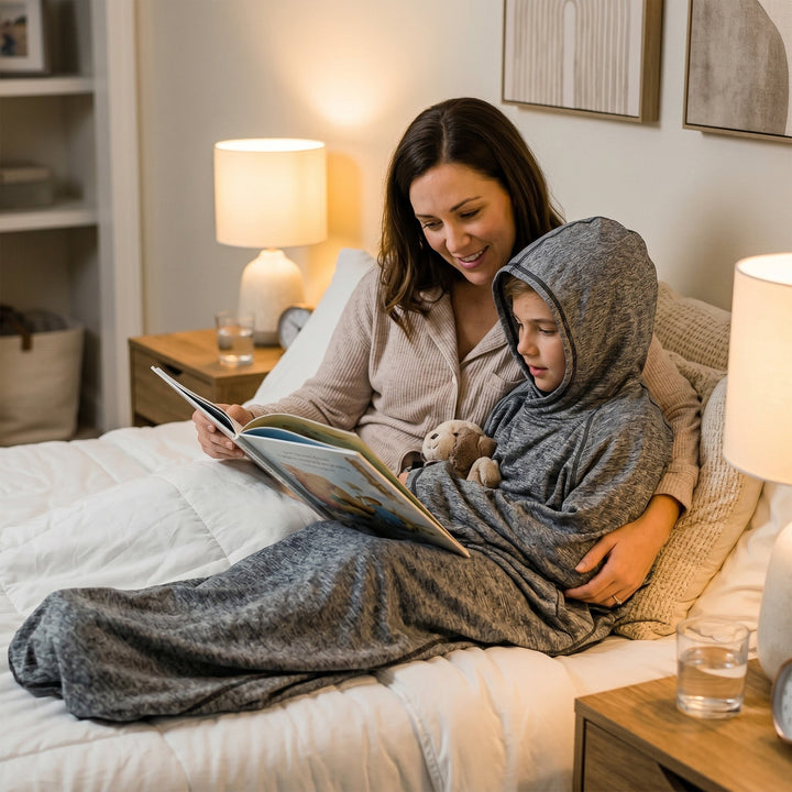 Wearable Hug Blanket with Hood and Gentle Compression Stretch | Wrap-Around Comfort, Lighter Than Weighted | Wearable Blankets