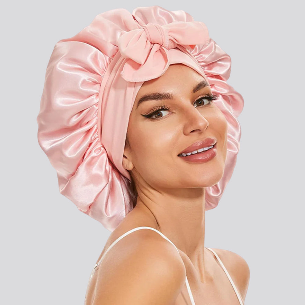 Double-Layer Silk Sleep Bonnet with Adjustable Strap for All Hair | Protect Your Hair Overnight | Hair Bonnets