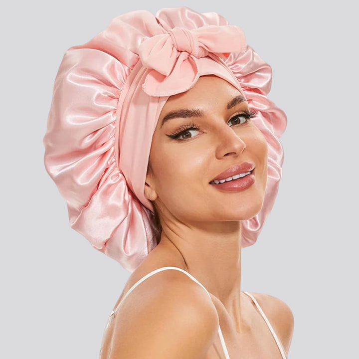 Double-Layer Silk Sleep Bonnet with Adjustable Strap for All Hair | Protect Your Hair Overnight | Hair Bonnets