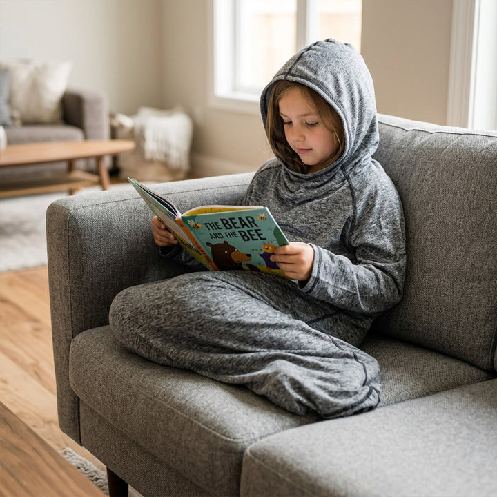 Wearable Hug Blanket with Hood and Gentle Compression Stretch | Wrap-Around Comfort, Lighter Than Weighted | Wearable Blankets