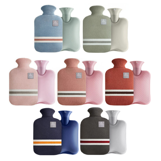 2L Hot and Cold Water Bag with Soft Knitted Cover in Six Colours | Warmth or Chill in a Knitted Cover | Hot Water Bottles