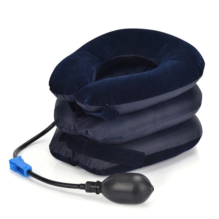 Inflatable Neck Pillow with Built-In Pump for Travel and Desk Support | Adjustable Air Neck Support | Travel Pillows