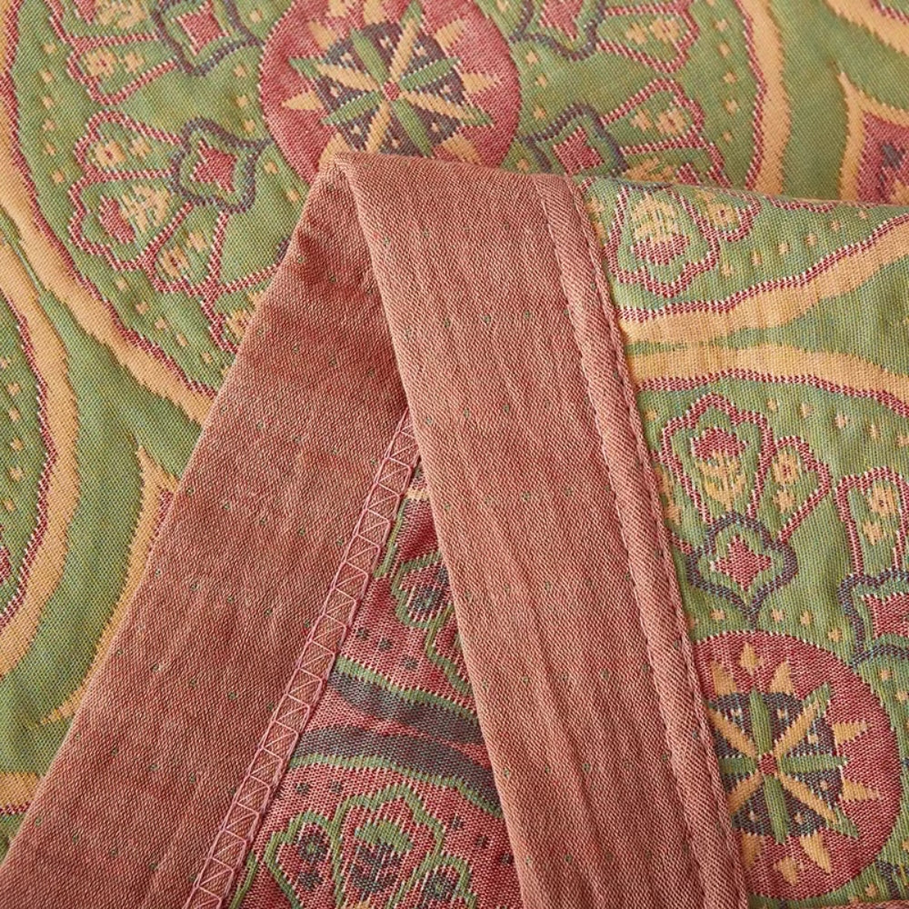 Reversible Ginkgo Leaf Cotton Summer Blanket in Three Sizes | Ginkgo Leaves for Warm Nights | Throw Blankets