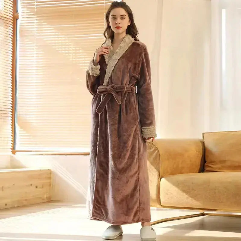 Plush Coral Fleece Bathrobe for Women and Men with Pockets | Velvety Warmth After Showers | Robes
