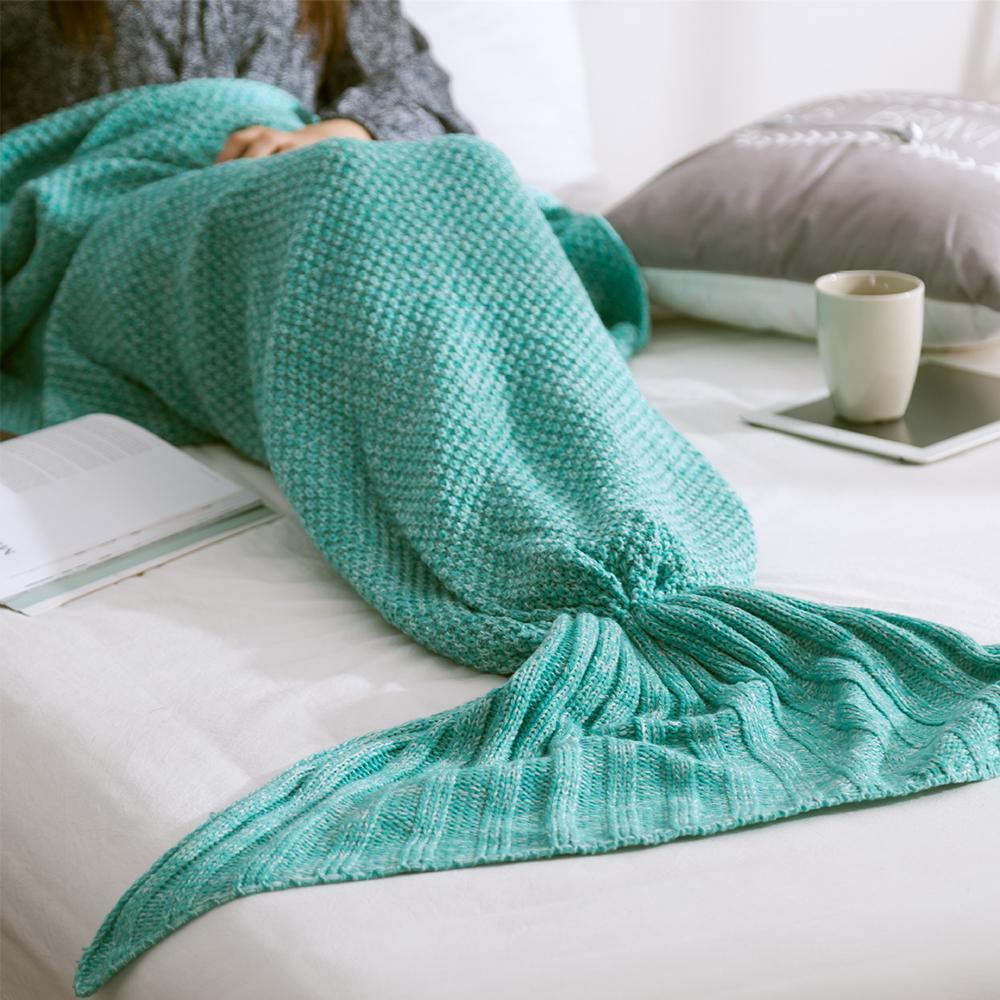 Crocheted Mermaid Tail Blanket in Soft Cotton Blend, Child and Adult | Snuggly Mermaid Tail Crochet | Throw Blankets