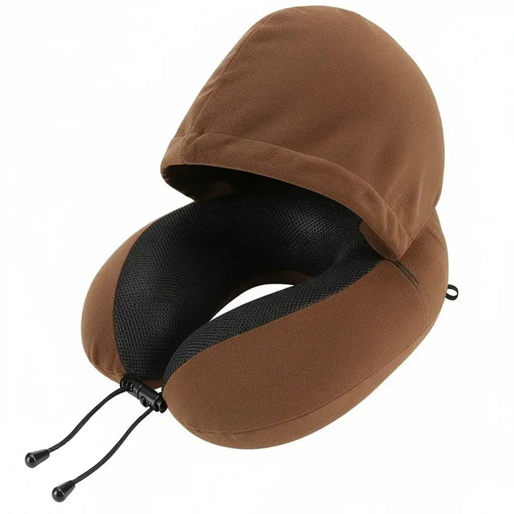 Memory Foam U-Shaped Travel Pillow with Detachable Hood | Travel Rest with Extra Cover | Travel Pillows