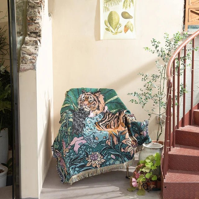 Jacquard Woven Tapestry Throw Blanket with Anti-Pilling Fabric | Woven Tapestry Art for Your Home | Throw Blankets