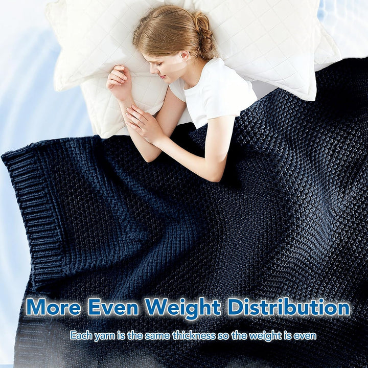 Knitted Weighted Blanket in Cooling Microfiber, 5 to 20 lb Options | Breathable Knit Weighted Comfort | Weighted Blankets