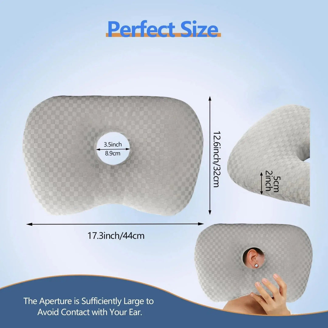 Adjustable Curved Ear Support Pillow with Ventilation Opening | Comfort for Ear-Friendly Sleep | Bed Pillows
