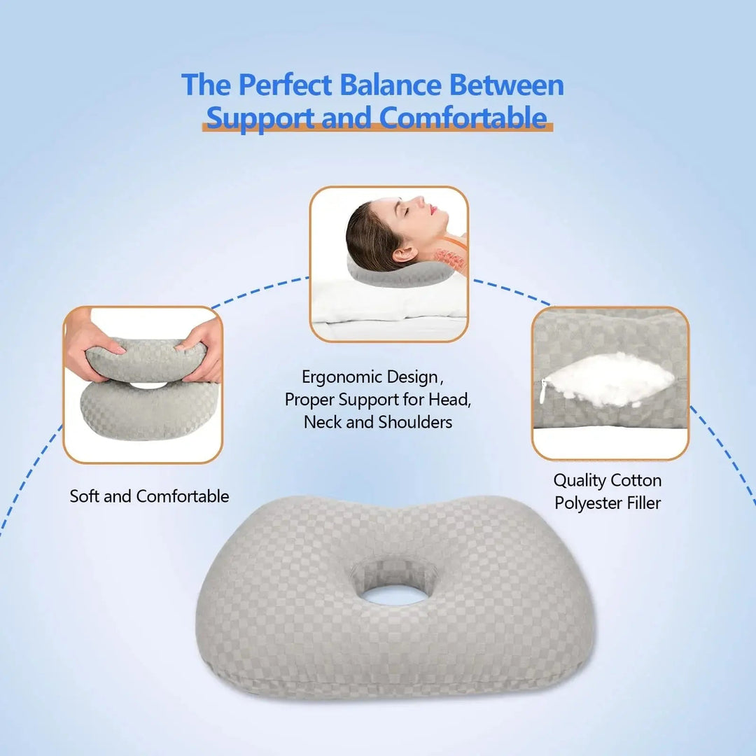 Adjustable Curved Ear Support Pillow with Ventilation Opening | Comfort for Ear-Friendly Sleep | Bed Pillows