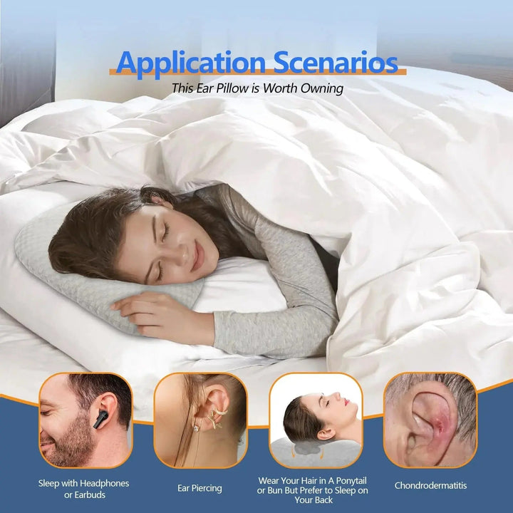 Adjustable Curved Ear Support Pillow with Ventilation Opening | Comfort for Ear-Friendly Sleep | Bed Pillows