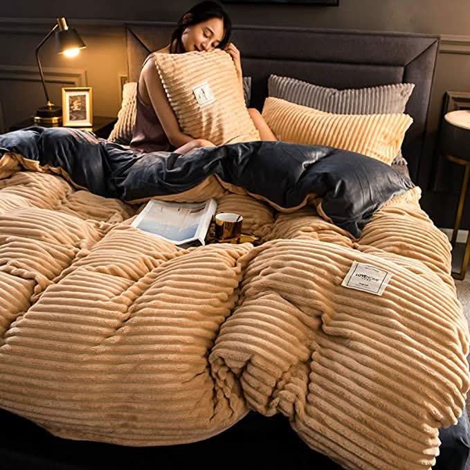 Soft Fleece Winter Duvet Cover and Pillow Cover Set in Premium Microfibre | Warm Fleece Duvet Cover for Winter Beds | Bedding Sets