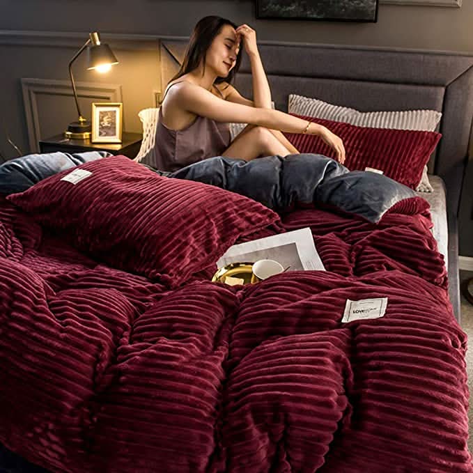 Soft Fleece Winter Duvet Cover and Pillow Cover Set in Premium Microfibre | Warm Fleece Duvet Cover for Winter Beds | Bedding Sets