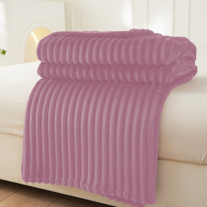 Soft Plush Ribbed Blanket for Couch and Bed Comfort | Ribbed Plush Warmth and Style | Throw Blankets
