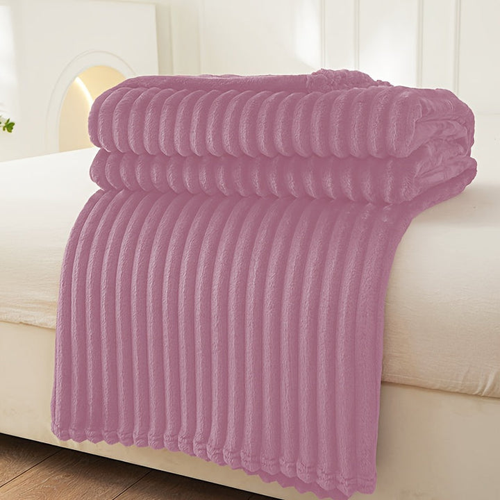 Soft Plush Ribbed Blanket for Couch and Bed Comfort | Ribbed Plush Warmth and Style | Throw Blankets