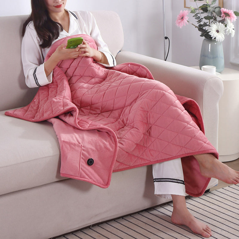 Portable USB Heated Blanket with Three Heating Elements and Power Bank Pocket | Even Heat with Three Elements | Heated Blankets