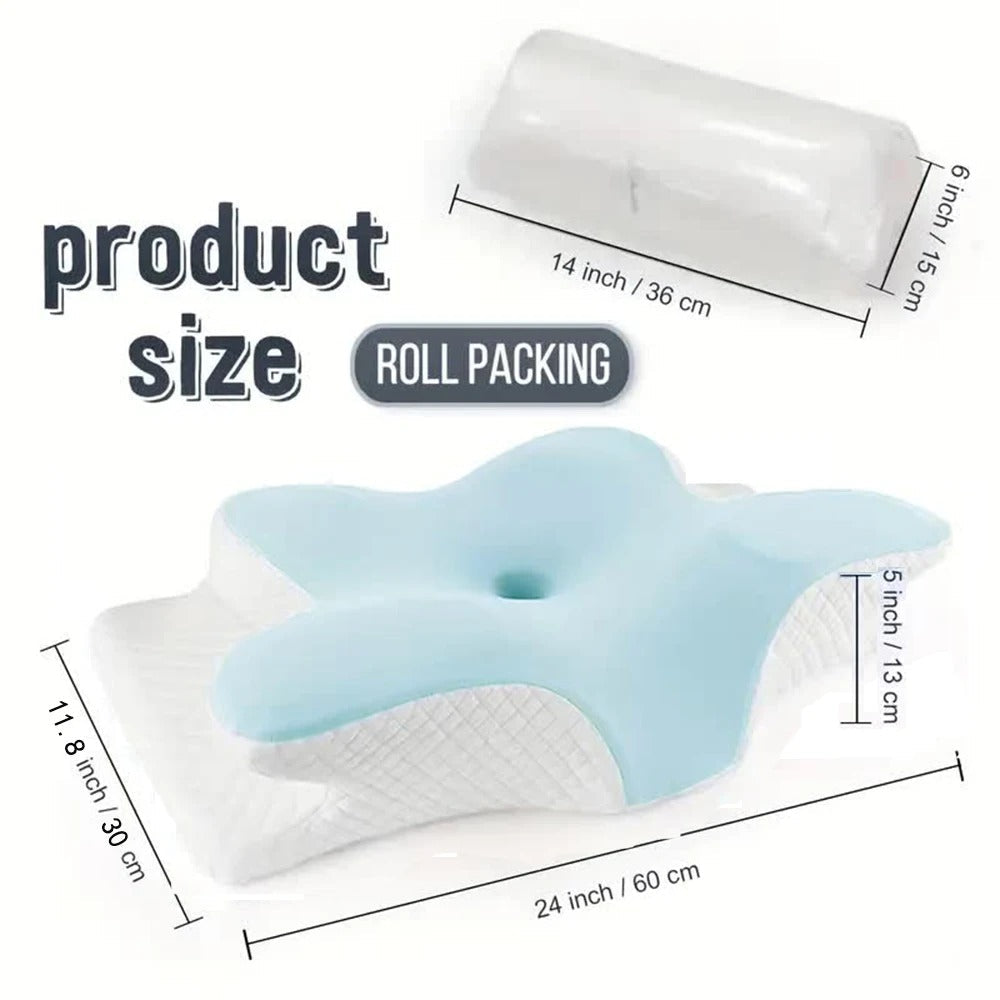 Contoured High-Density Memory Foam Neck Pillow for All Sleeping Positions | Cradled Head, Natural Neck Line | Bed Pillows