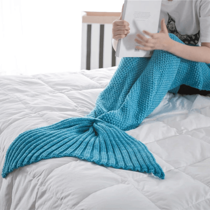 Crocheted Mermaid Tail Blanket in Soft Cotton Blend, Child and Adult | Snuggly Mermaid Tail Crochet | Throw Blankets
