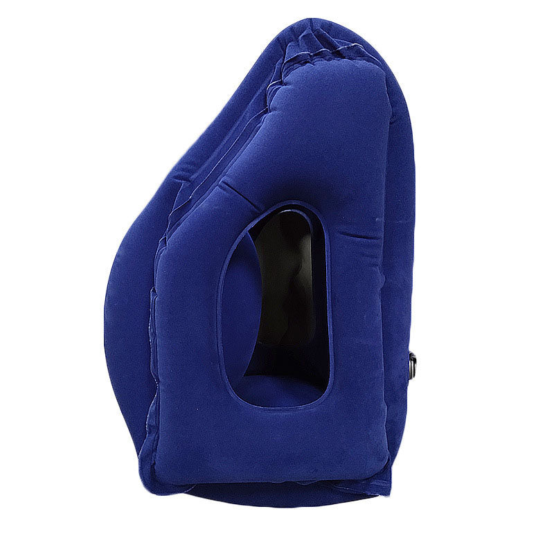 Inflatable Forward-Facing Travel Pillow with Velvety Flocking and Carry Bag | Lean-In Pillow for Long Flights | Travel Pillows