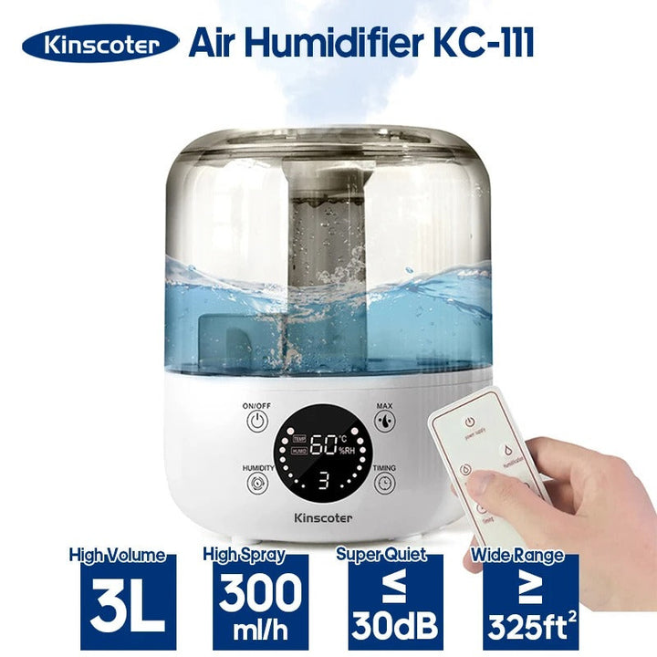3L Ultrasonic Humidifier with Aroma Diffuser, Adjustable Mist and Remote Control | Moist Air and Calm Scents | Humidifiers