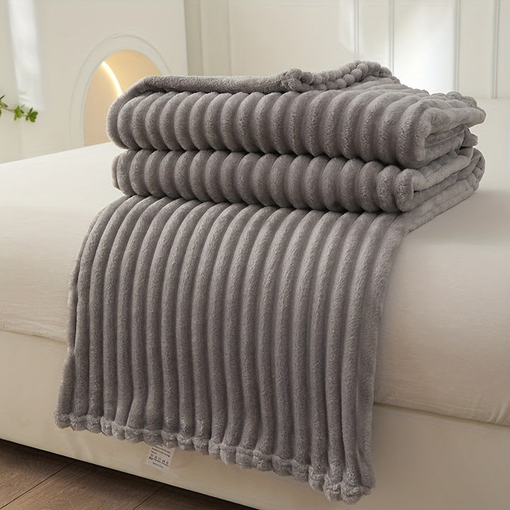 Soft Plush Ribbed Blanket for Couch and Bed Comfort | Ribbed Plush Warmth and Style | Throw Blankets