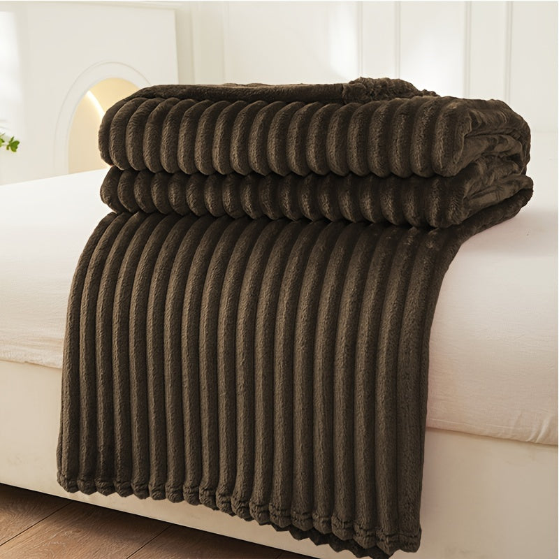Soft Plush Ribbed Blanket for Couch and Bed Comfort | Ribbed Plush Warmth and Style | Throw Blankets