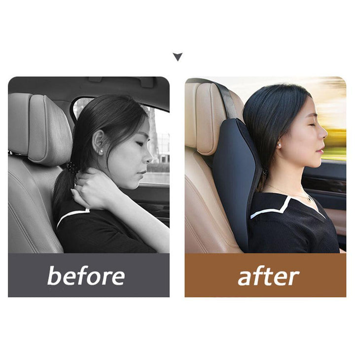 Ergonomic Car Neck Pillow with Memory Foam Core and Elastic Strap | Headrest Cushion for Comfortable Drives | Car Cushions