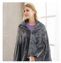 Grey USB heated shawl around the shoulders