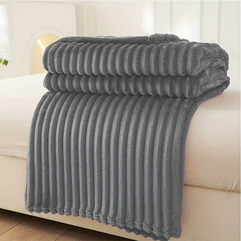 Soft Plush Ribbed Blanket for Couch and Bed Comfort | Ribbed Plush Warmth and Style | Throw Blankets