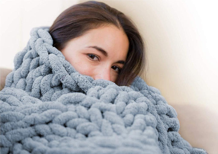 Chunky Knit Style Throw Blanket with Thick Woven Texture | Chunky Knit Texture, Calm Weight | Throw Blankets