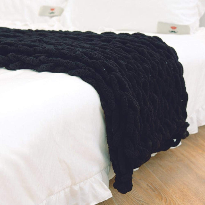 Chunky Knit Style Throw Blanket with Thick Woven Texture | Chunky Knit Texture, Calm Weight | Throw Blankets