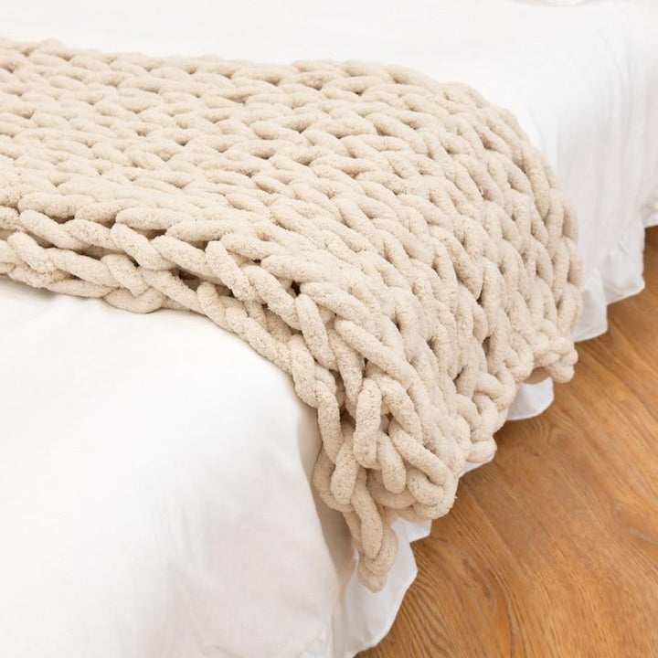 Chunky Knit Style Throw Blanket with Thick Woven Texture | Chunky Knit Texture, Calm Weight | Throw Blankets