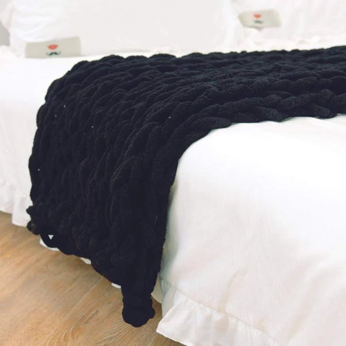 Chunky Chenille Knit Throw Blanket with Oversized Loop Stitches | Plush Chenille Loop Knit Throw | Throw Blankets