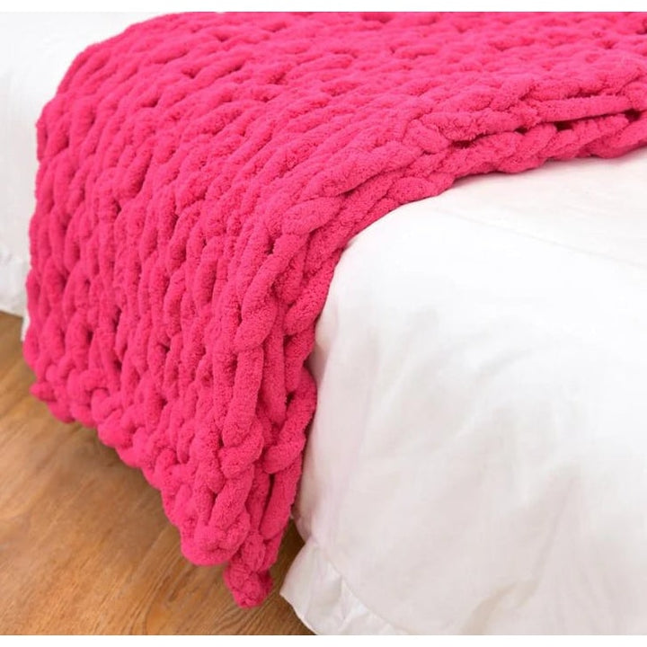 Chunky Chenille Knit Throw Blanket with Oversized Loop Stitches | Plush Chenille Loop Knit Throw | Throw Blankets