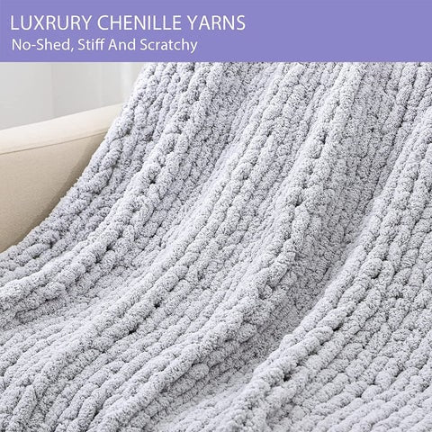 Chunky Chenille Knit Throw Blanket with Oversized Loop Stitches | Plush Chenille Loop Knit Throw | Throw Blankets
