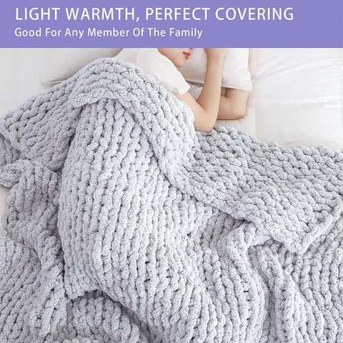 Chunky Chenille Knit Throw Blanket with Oversized Loop Stitches | Plush Chenille Loop Knit Throw | Throw Blankets