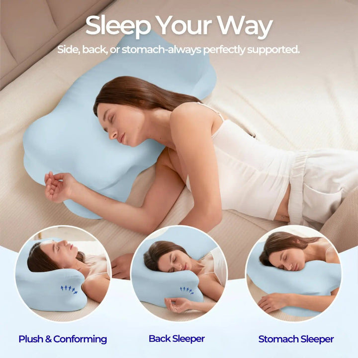 Adjustable Cloud Memory Foam Pillow with Dual Height Layers | Two Heights in One Soft Cloud | Bed Pillows