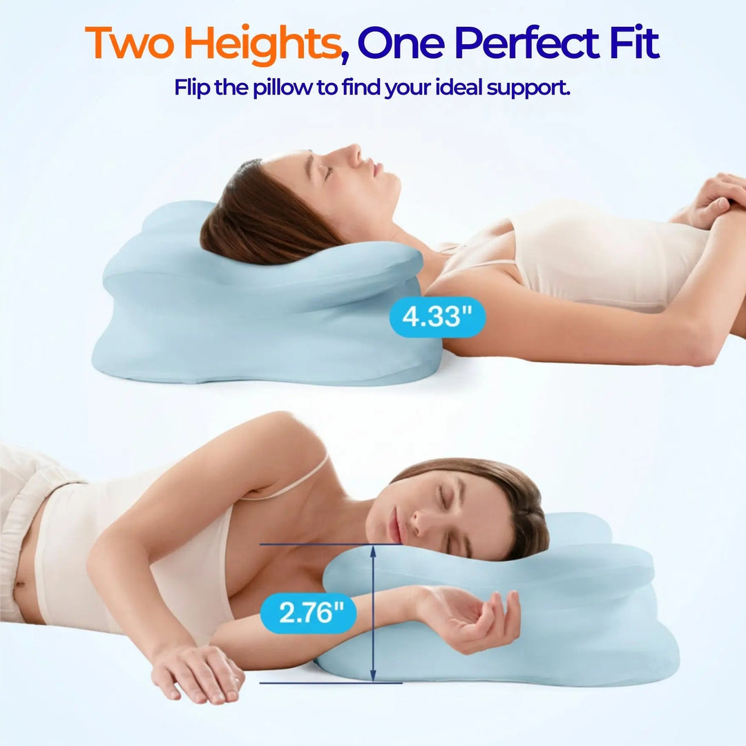 Adjustable Cloud Memory Foam Pillow with Dual Height Layers | Two Heights in One Soft Cloud | Bed Pillows