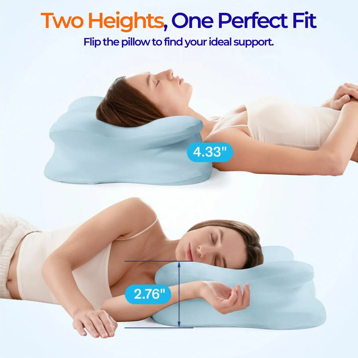 Adjustable Cloud Memory Foam Pillow with Dual Height Layers | Two Heights in One Soft Cloud | Bed Pillows