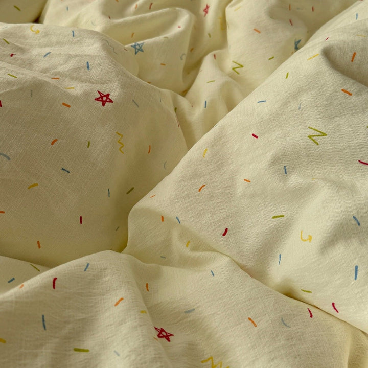 Creamy Pastel Sprinkles Print Duvet Cover Set with Pillowcases | Pastel Sprinkles Print for Playful Beds | Bedding Sets